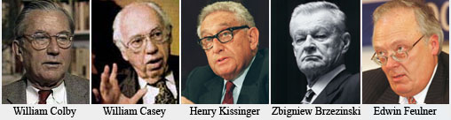 Some known US Circle participants. Colby was Opus Dei; Casey and Feulner Knights of Malta. Brzezinski worked closely with the Knights of America, and like Kissinger, is velcroed to Rockefeller interests